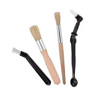Ergonflow Coffee Machine Cleaning Brush Set 4 Pieces - Wood & Nylon Bristles - Coffee Grinder & Espresso Machine Group Head Cleaner