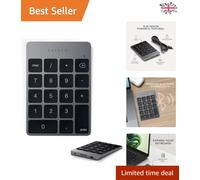 Ergonomic 18-Key Wireless Number Pad - Slim Aluminium Rechargable for Mac & PC