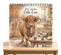 Ergonomic 2027 Calendar, for Wall Cute, Rustic Cow Work, Schedule Planner