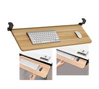 Ergonomic Adjustable Desk Extension with Keyboard Tray & Mouse Pad Clamp-On Drawer Walnut Finish 750x250mm - 3-in-1 Solution for Home & Office Workstation