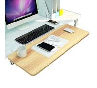 Ergonomic Adjustable Desk Tray 55x25/65x25/75x25 cm - Wooden Keyboard Stand with C-Clamp No Drilling Space-Saving Foldable Design for Mouse & Computer Accessories