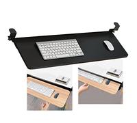 Ergonomic Adjustable Keyboard Tray with Mouse Pad - 2-in-1 Pull-Out Desk Extension Clamp-On Drawer - Under-Desk Mount - Black - 650x250mm for Comfortable Workstation