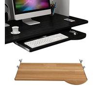 Ergonomic Adjustable Wooden Keyboard Tray - 24x10in Pull-Out Desk Extension for Space-Saving Comfort & Productivity - Under Desk Keyboard Holder in Black