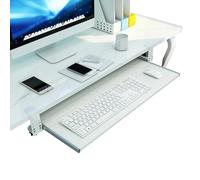 Ergonomic Adjustable Wooden Keyboard Tray 75x30cm - Under Desk Pull-Out Holder with C-Clamp Height-Adjustable Drawer for Ultimate Workspace Comfort Stylish White Finish