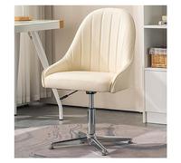Ergonomic Armless Desk Chair Mid Back Swivel Padded Fabric Stylish Vanity & Computer Task Chair for Home/Office Cross Legged Design No Wheels PU Pink