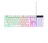 Ergonomic Backlit Wired Keyboard With Seven Color Lights 1.5m Compatible With Computers Laptops And PC Gamers(White)
