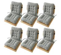 Ergonomic Backrest Chair Cushion Set 6pcs Grey Seat Pads with Elastic Belt for Dining Room Office Garden & Armchair Comfort Enhanced Support & Style
