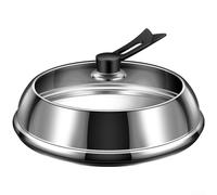 Ergonomic Bakelite Handle Pot Lid with Stainless Steel Frame and Tempered Glass Center for Monitoring Cooking Progress Compatible with Saucepan and Steamer (32CM)