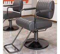 Ergonomic Barber Chair for Men - 360° Rotating Height Adjustable PU Leather 200kg Capacity Galvanized Base - Perfect for Salons and Barbershops (Gray)