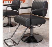 Ergonomic Barber Chair for Men - 360° Swivel Height Adjustable PU Leather Max 200kg Capacity Stylish Black Galvanized Base - Perfect for Salons & Barbershops