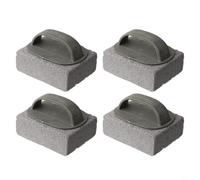 Ergonomic BBQ Cleaning Bricks Set of 4 with Handle - Natural Pumice Stone Grill Cleaner Block for Flat Top Griddle & Oven Racks - Scratch-Free Heavy Duty Barbeque Tool 10x7cm