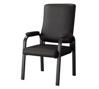 Ergonomic Black Conference Chairs Leather Office Seating with Padded Armrests Metal Frame Reception and Waiting Room Furniture for Guests and Training
