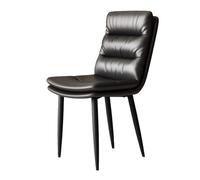 Ergonomic Black Leather Dining Chairs - Upholstered Lounge & Reception Corner Chairs for Home Office Modern Kitchen Counter Seating Stylish Leisure Living Room Furniture