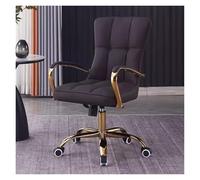 Ergonomic Black Leather Office Chair Adjustable Swivel Desk Chair with Armrests Stylish Gold Legs Comfortable Upholstered Work Chair for Home & Office