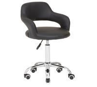 Premier Housewares Black PU Home Office Chair with Curved Back