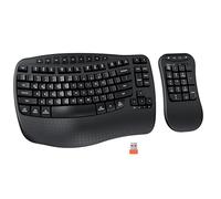 Ergonomic Bluetooth Keyboard Split Wireless Ergo Keyboard Wave Keys Keyboard with Wrist Rest Portable Separated Number Keypad Built-in Win/Macos Keyboard with Adjustable Tilt for Computer PC Laptop