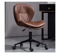 Ergonomic Brown Office Chair - Adjustable 360° Swivel Task Chair with Armrests Modern PU Leather Thickened Seat Button-Tufted Design for Home & Office Use