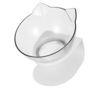 Ergonomic Cat Bowl 15 Degree Slanted Raised Plastic Dish | Detachable White Base, Anti-skid Weighted Design, Separate Parts, for Kittens, Flat-faced Cats, Daily Indoor Feeding