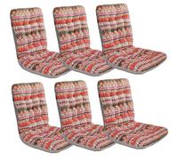 Ergonomic Chair Cushions with Backrest Non-Slip Removable & Washable Seat Pads Ideal for Outdoor Kitchen Garden Use (Set of 6 33x42x45cm)