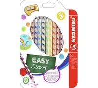 STABILO EASYcolors - Ergonomic Colouring Pencil - Left-Handed - Pack of 12 - Assorted Colours with Sharpener