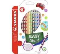 STABILO EASYcolors - Ergonomic Colouring Pencil - Right-Handed - Pack of 12 - Assorted Colours with Sharpener
