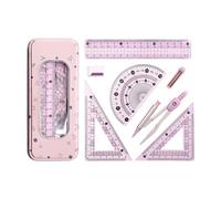 Ergonomic Compasses and Ruler Set with Shatter Resistant ABS Materials for Technical Drawing Architecture Design and Daily Study Multifunctional Math Tools Set