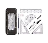Ergonomic Compasses and Ruler Set with Shatter Resistant ABS Materials for Technical Drawing Architecture Design and Daily Study Multifunctional Drafting Tools Kits Including Compasses Ruler Eraser