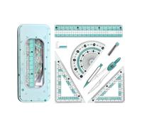 Ergonomic Compasses and Ruler Set with Shatter Resistant ABS Materials for Technical Drawing Architecture Design and Daily Study Portable Student Stationerys Set
