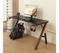 Ergonomic Computer Desk Carbon Fiber Gaming Desk with Cable Management Holes Cup Holder & Headphone Hook Home Office Gaming Station Black 100 cm