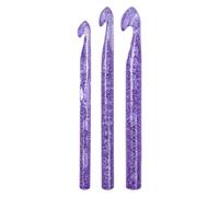 Ergonomic Crochet Hook Set - Large Size Crochet Needles, 10mm, 12mm, 15mm Crochet Hooks with Sequin Crystal | Smooth, Comfortable Crochet Hooks for Beginners & Advanced Crocheting, Knitting Tools for