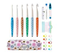 Ergonomic Crochet Hooks - Comfortable Handle, Clear and Cute | Clear Graded Hooks Pastel Colours for Beginners and Enthusiasts - for Wool Yarn DIY Travel Scarves Blankets Amigurumi