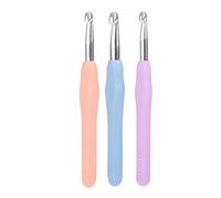 Ergonomic Crochet Hooks Set, Soft TPR Handle, Lightweight Aluminium Knitting Needles, 6.5mm 7.0mm 8.0mm, 3 Pieces, for Arthritic Hands