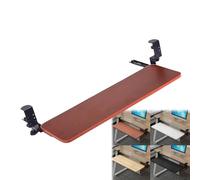 Ergonomic Custom Keycap Set & Under Desk Slide-Out Platform for Keyboard & Mouse Holder, Supports 25kg, Teak Finish, 75x25cm (30x10 Inch), Improve Posture & nize Workspace