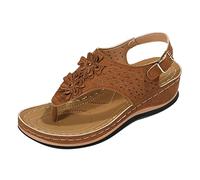 Ergonomic Design Wedge Toe Post Sandals Reduce Foot Fatigue Comfortable Functional Shoes, brown, 9 UK