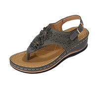 Ergonomic Design Wedge Toe Post Sandals Reduce Foot Fatigue Comfortable Functional Shoes, gray, 8 UK