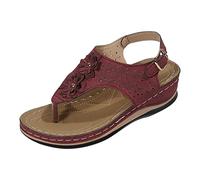 Ergonomic Design Wedge Toe Post Sandals Reduce Foot Fatigue Comfortable Functional Shoes, red, 8 UK