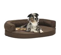 Ergonomic Dog Bed Mattress 75x53 cm Linen Look Brown