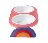 Ergonomic Dog Bowls with Ceramic Bowl, Rainbow double, B | Ceramic Bowl for Eating with Splash Proof Features, Comfortable Dining and Easy Cleaning