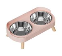 Ergonomic Dog Bowls With Double Bowl Splash Proof Dish For Eating Bright Color Dish Stainless Steel Pet Bowl