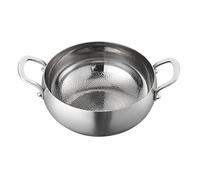 Ergonomic Double Handle Flat Bottom Pot in Stainless Steel,Designed for Easy Cleaning and Use,Hammer Patterned Titanium Stir Fry Panfor Stir-Fry Dishes Soup Making Stewing 28cm