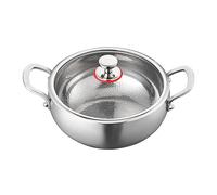 Ergonomic Double Handle Flat Bottom Pot in Stainless Steel,Designed for Easy Cleaning and Use,Hammer Patterned Titanium Stir Fry Panfor Stir-Fry Dishes Soup Making Stewing 26cm