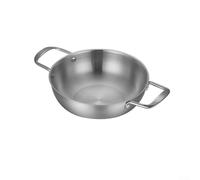 Ergonomic Double Handle Flat Bottom Pot in Stainless Steel, Designed for Easy Cleaning and Use (Silvery 20CM)