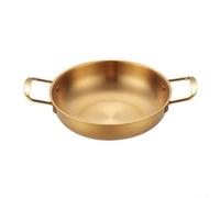 Ergonomic Double Handle Flat Bottom Saucepan Made from Stainless Steel, Suitable for Cooking Paella and More (Gold 24CM)