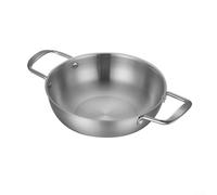 Ergonomic Double Handle Flat Bottom Saucepan Made from Stainless Steel, Suitable for Cooking Paella and More (Silvery 24CM)