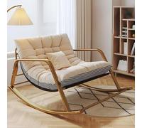 Ergonomic Double Rocking Chair with Soft Cushion Breathable Design Cozy Indoor/Outdoor Lounge Seat Modern White Color for Ultimate Comfort