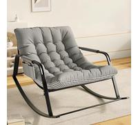 Ergonomic Double Rocking Chair with Soft Cushions, Breathable Garden Lounger, Comfortable Zero Gravity Chair with Side Pockets for Living Room & Bedroom