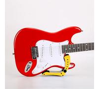 Ergonomic Electric Guitar Holder, Acrylic Electric Guitar Foot Stool 6 Position Height Adjustable Guitar Foot Rest Vertical Guitar Support with Plug in Locking System for Player (Yellow)