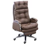 Ergonomic Executive Office Chair, Genuine Leather Swivel Desk Chair for Home Office, Adjustable Brown-Red Work Chair - Perfect for Comfort and Style