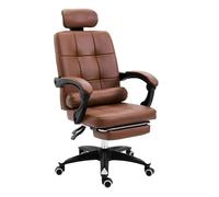 Ergonomic Executive Office Chair with Footrest, Adjustable Height, PU Leather, Comfortable Swivel Desk Chair for Home Office, Beige(Brown)