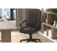 HOMCOM Swivel Executive Office Chair Mid Back Faux Leather Computer Desk Chair for Home with Double-Tier Padding, Arm, Wheels, Brown Aosom UK